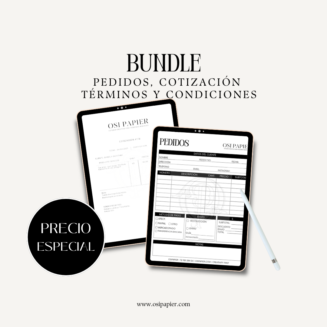 Bundle: Pedidos, cotización, términos y condiciones
