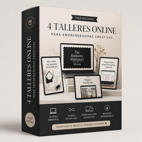 Pack de 4 talleres online Papier All in One para emprendedoras creativas